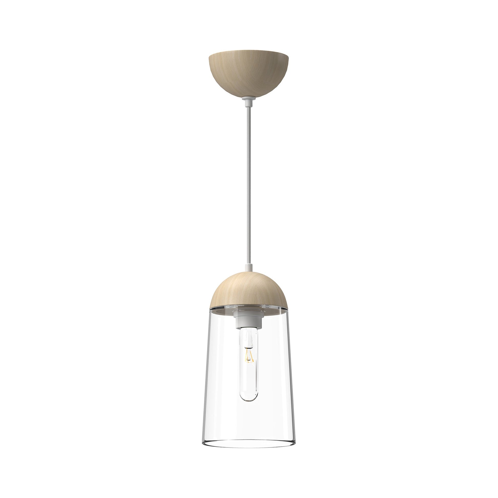 Emil Pendant Light in White/White Oak.