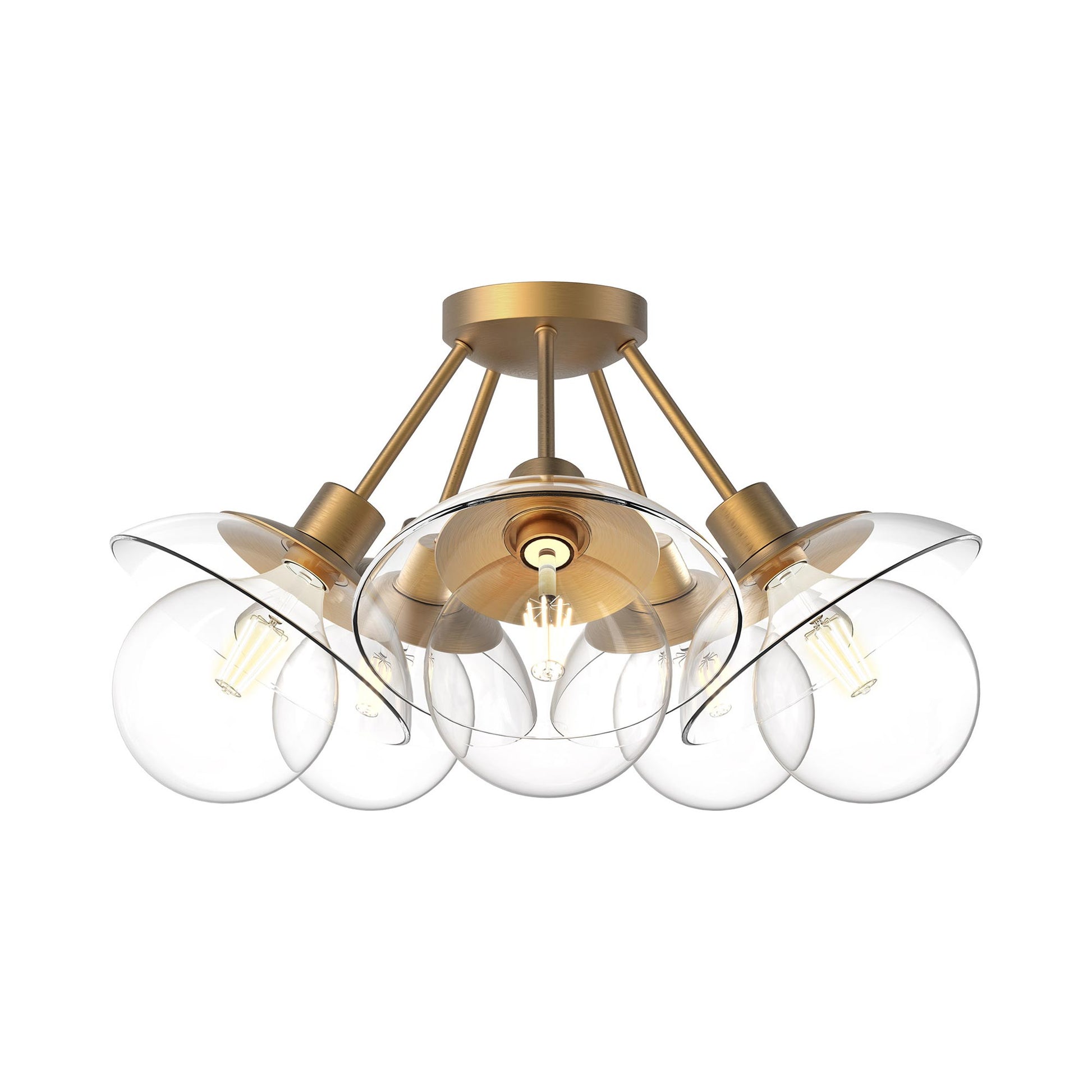 Francesca Semi Flush Mount Ceiling Light in Aged Gold (19.75-Inch).