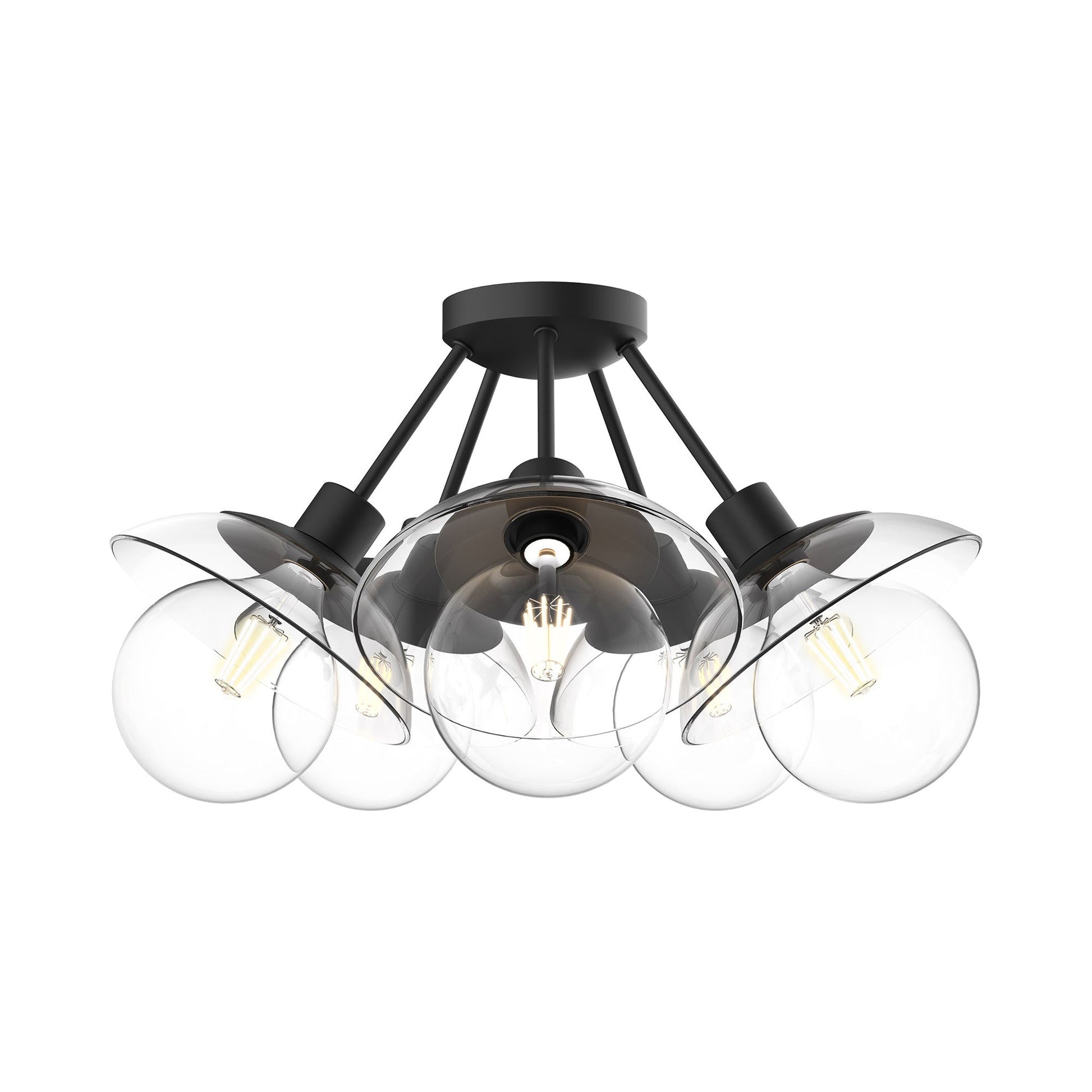 Francesca Semi Flush Mount Ceiling Light in Matte Black (19.75-Inch).