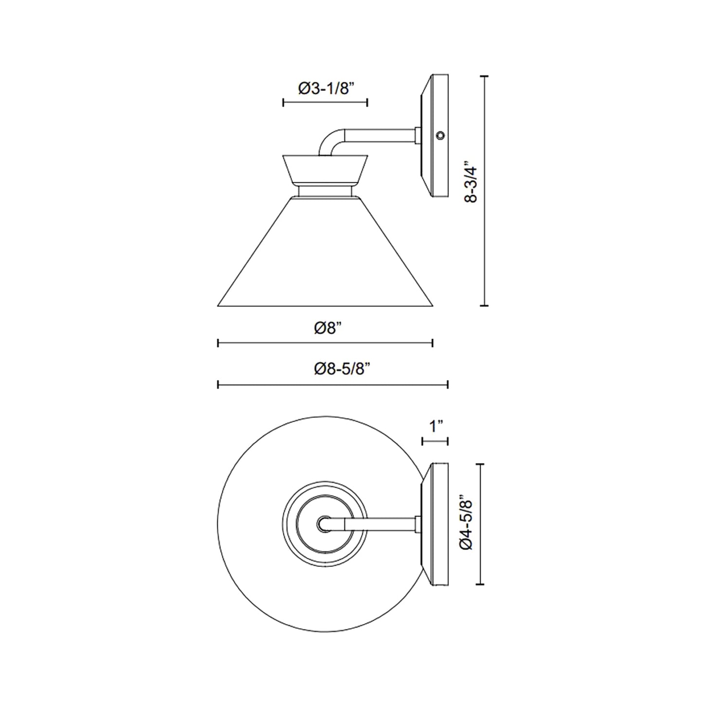 Halston Wall Light - line drawing.