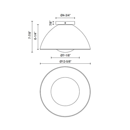 Haven Flush Mount Ceiling Light - line drawing.