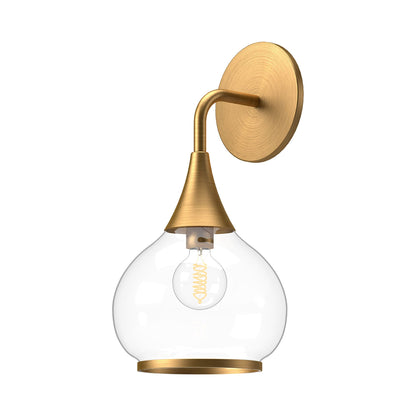 Hazel Bath Wall Light in Aged Gold/Clear Glass.