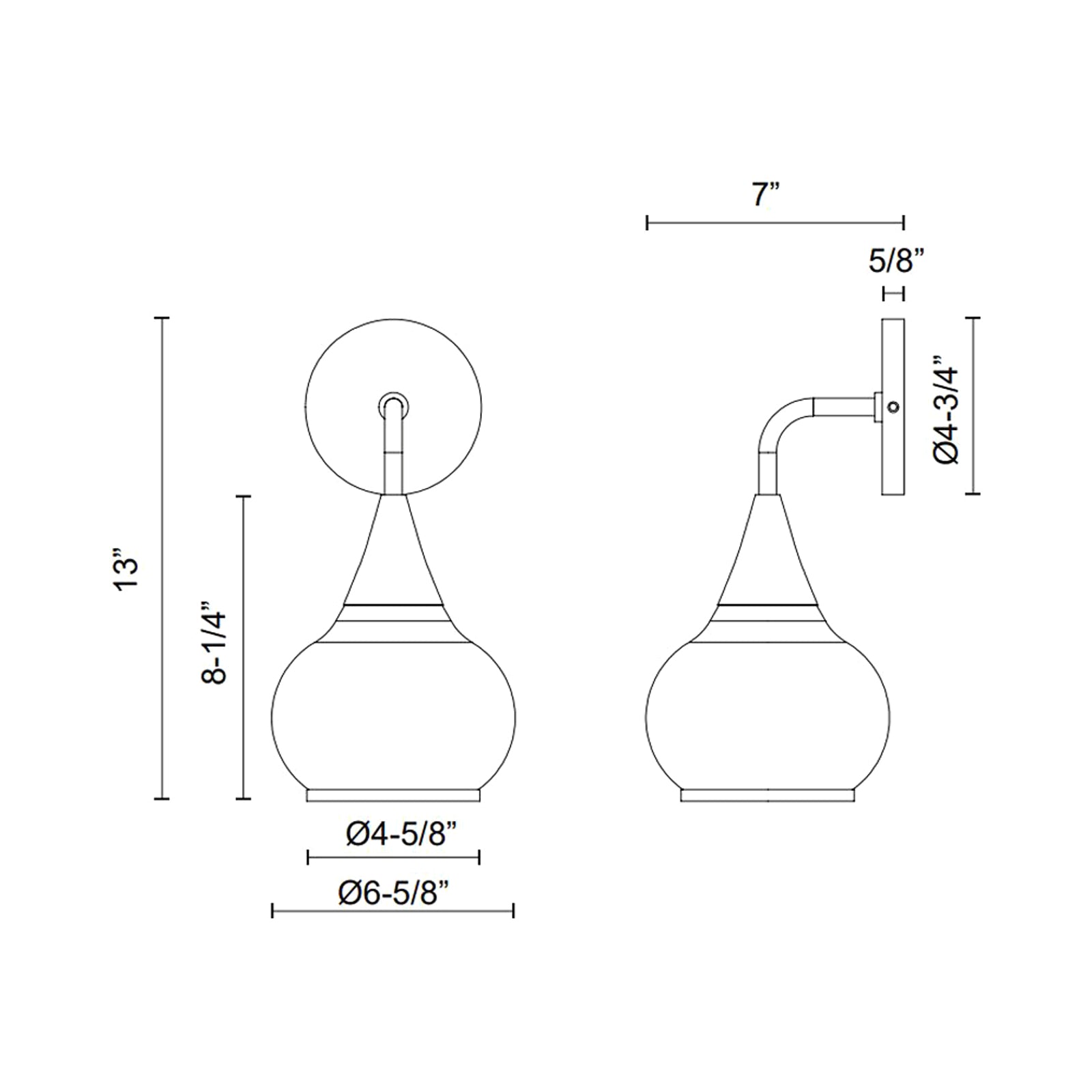 Hazel Bath Wall Light - line drawing.