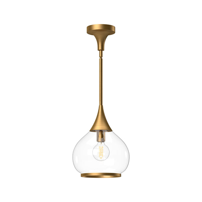 Hazel Pendant Light in Aged Gold/Clear Glass (10.13-Inch).