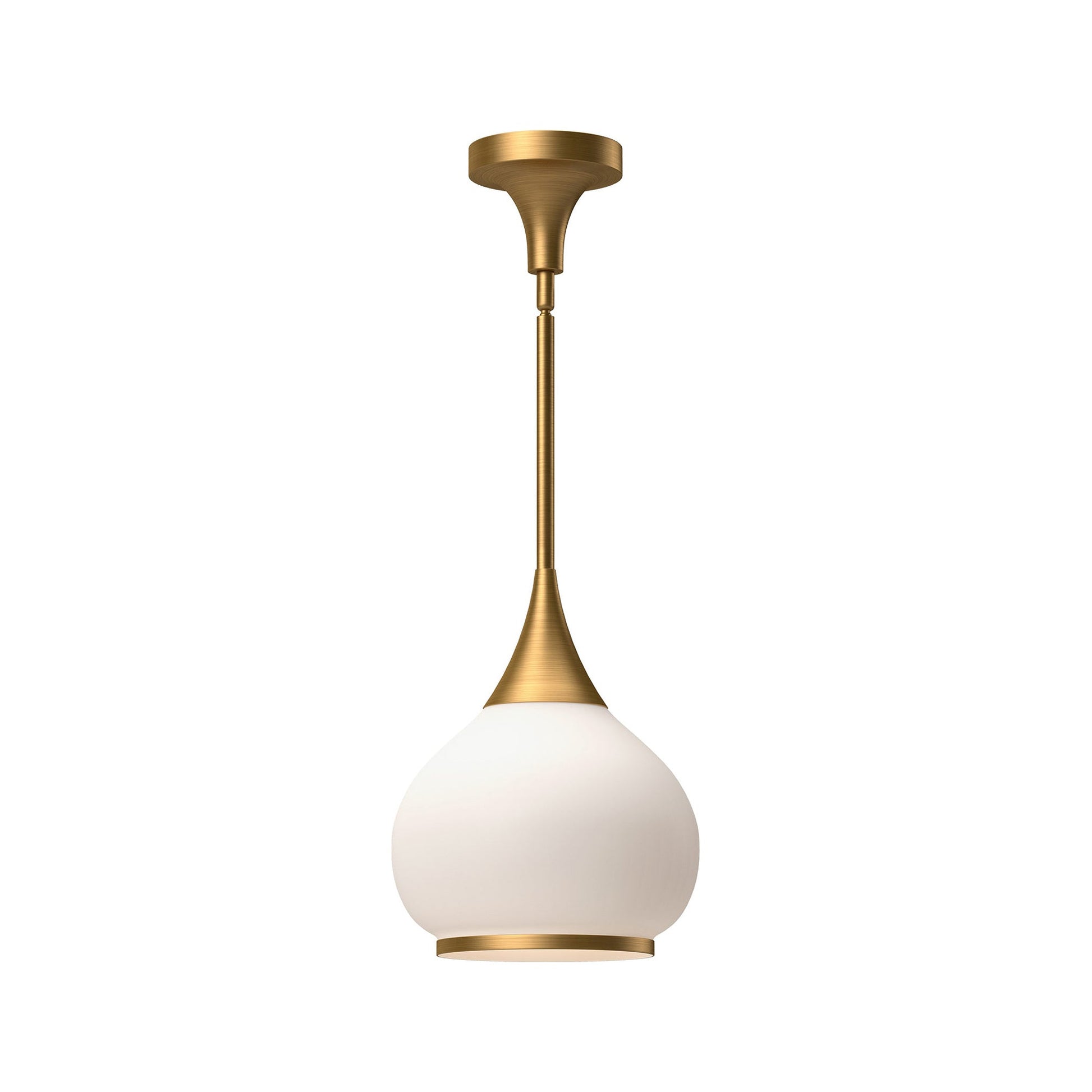 Hazel Pendant Light in Aged Gold/Opal Matte Glass (10.13-Inch).