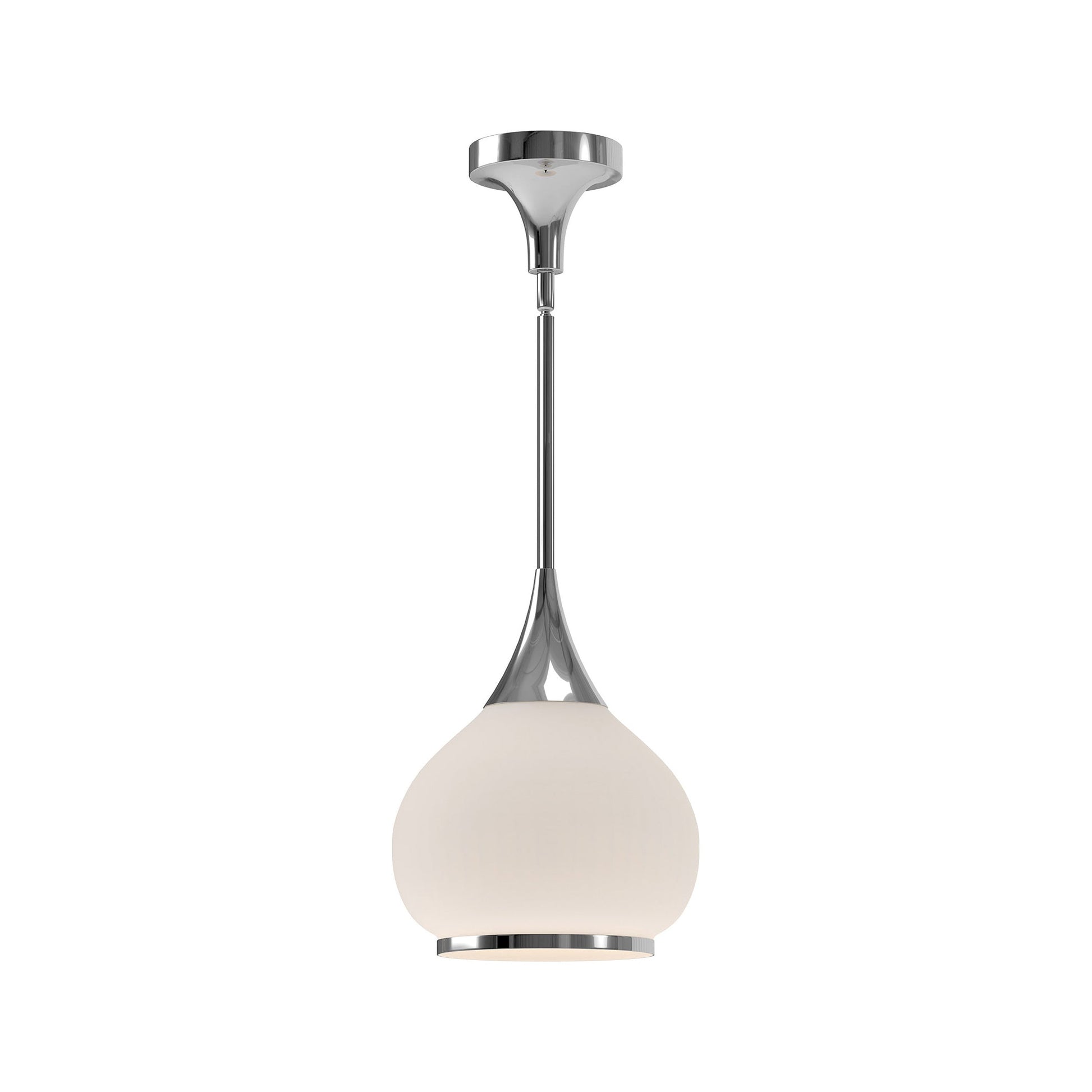 Hazel Pendant Light in Chrome/Opal Matte Glass (10.13-Inch).