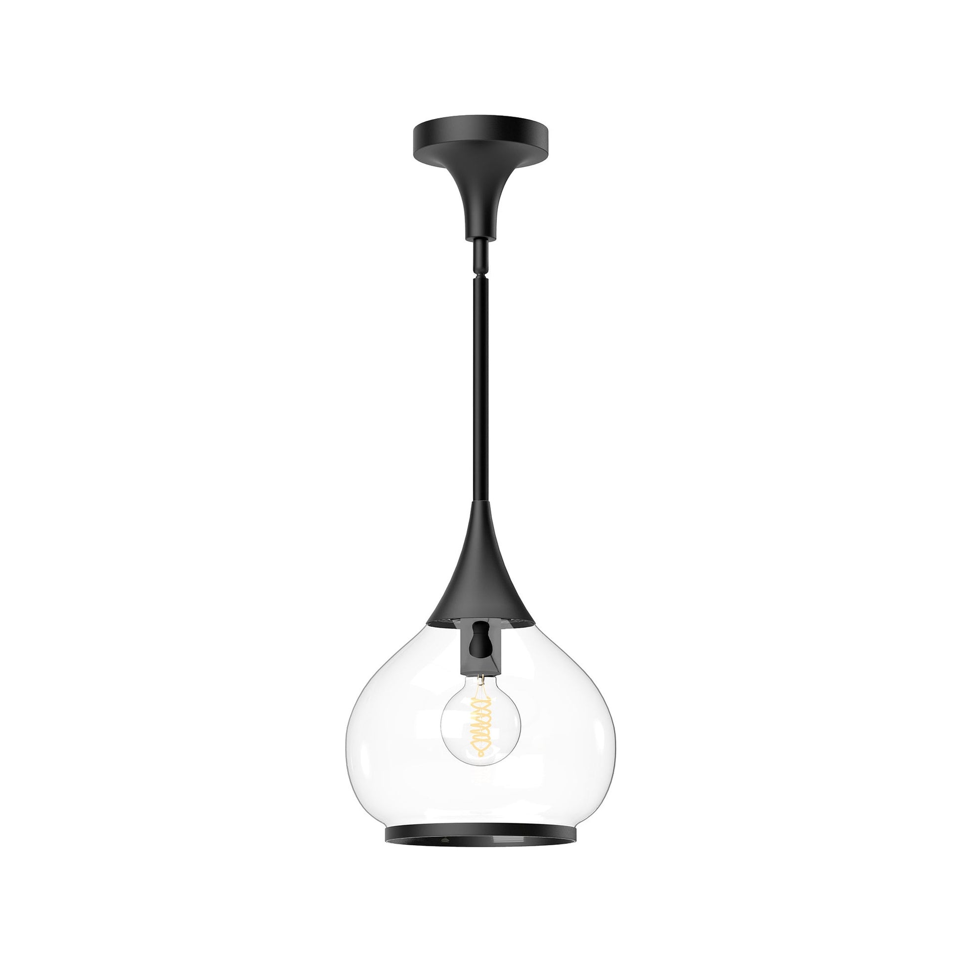 Hazel Pendant Light in Matte Black/Clear Glass (10.13-Inch).
