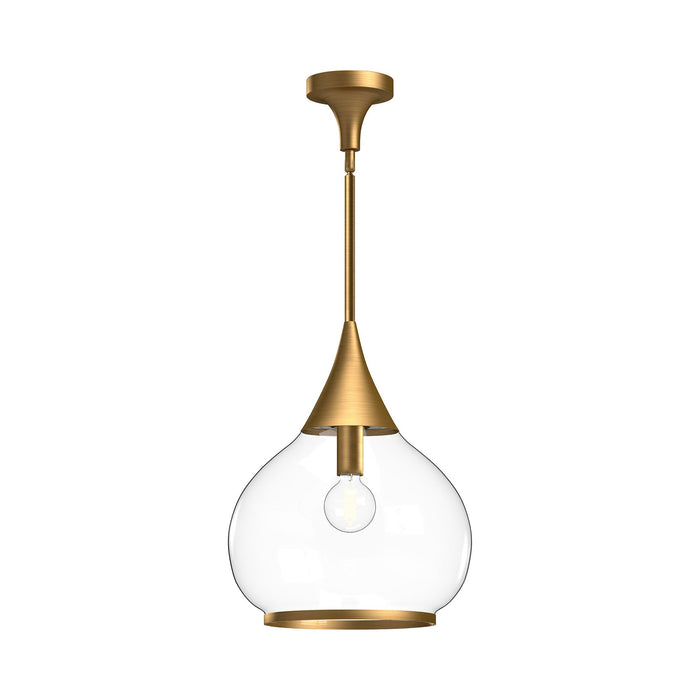 Hazel Pendant Light in Aged Gold/Clear Glass (14.13-Inch).