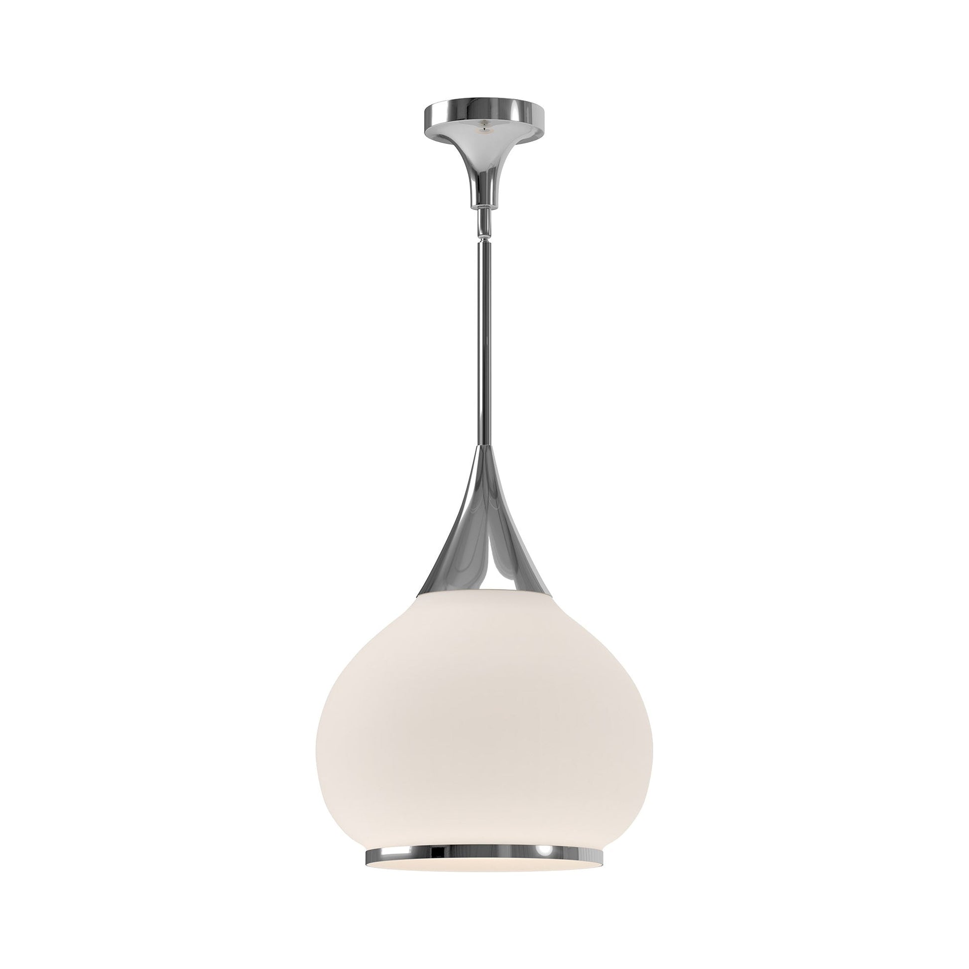 Hazel Pendant Light in Chrome/Opal Matte Glass (14.13-Inch).