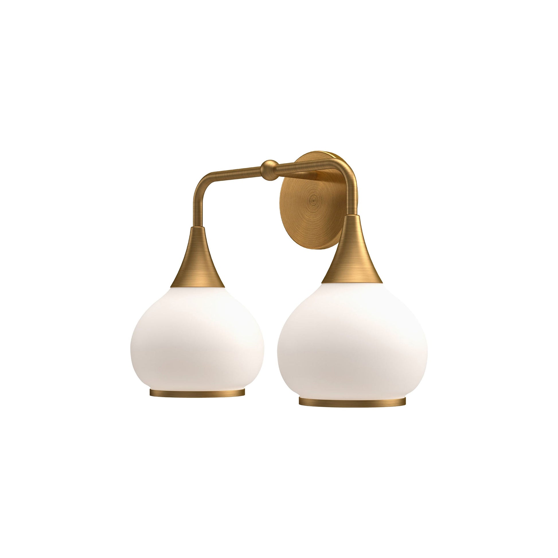 Hazel Vanity Wall Light in Aged Gold/Opal Matte Glass (2-Light).