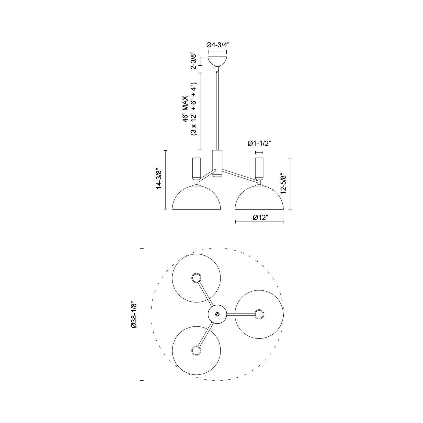 Jude Chandelier - line drawing.