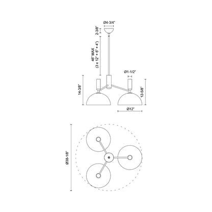 Jude Chandelier - line drawing.