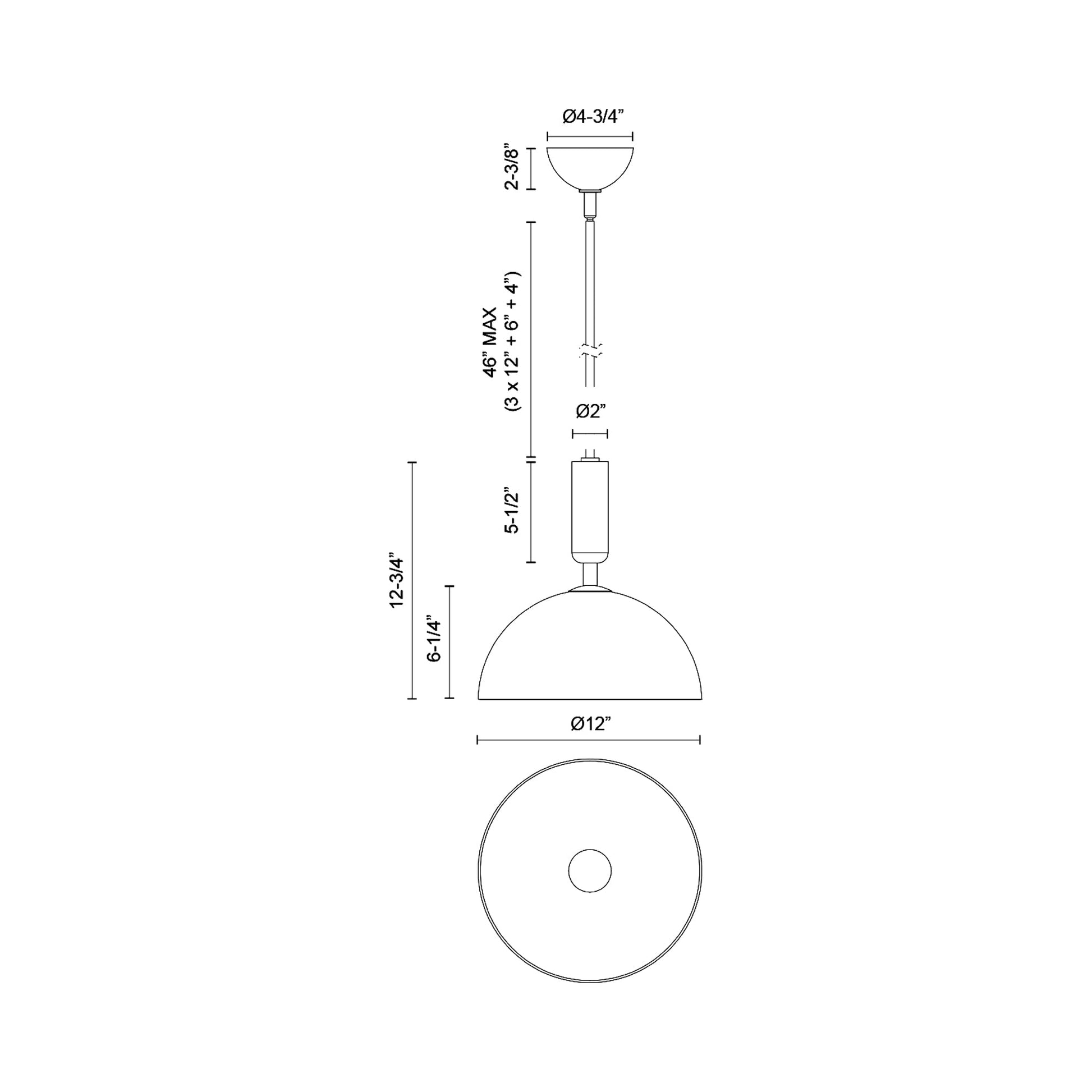 Jude Pendant Light - line drawing.