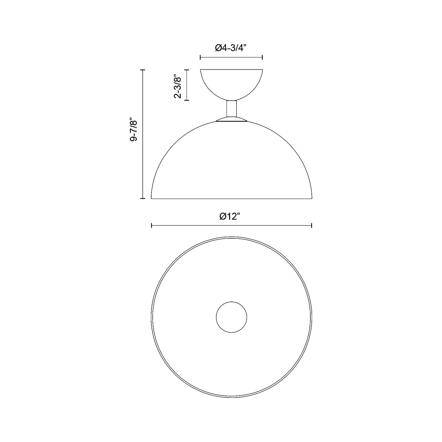 Jude Semi Flush Mount Ceiling Light - line drawing.