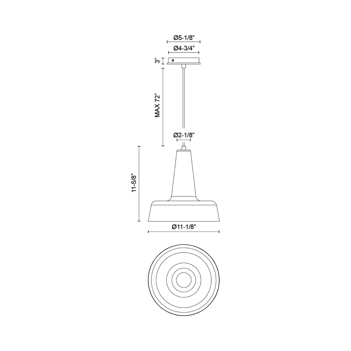 Juliana Pendant Light - line drawing.