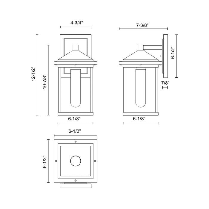 Larchmont Outdoor Wall Light - line drawing.