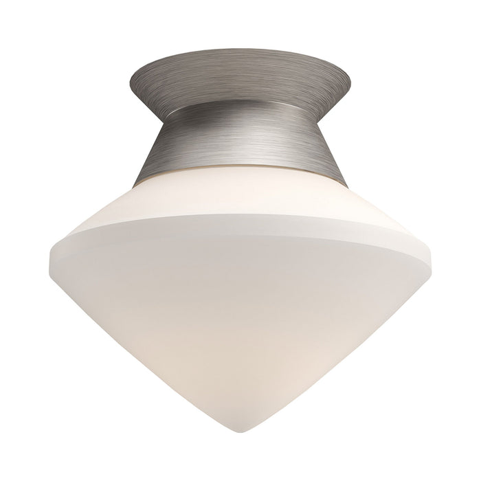 Nora Flush Mount Ceiling Light in Brushed Silver.