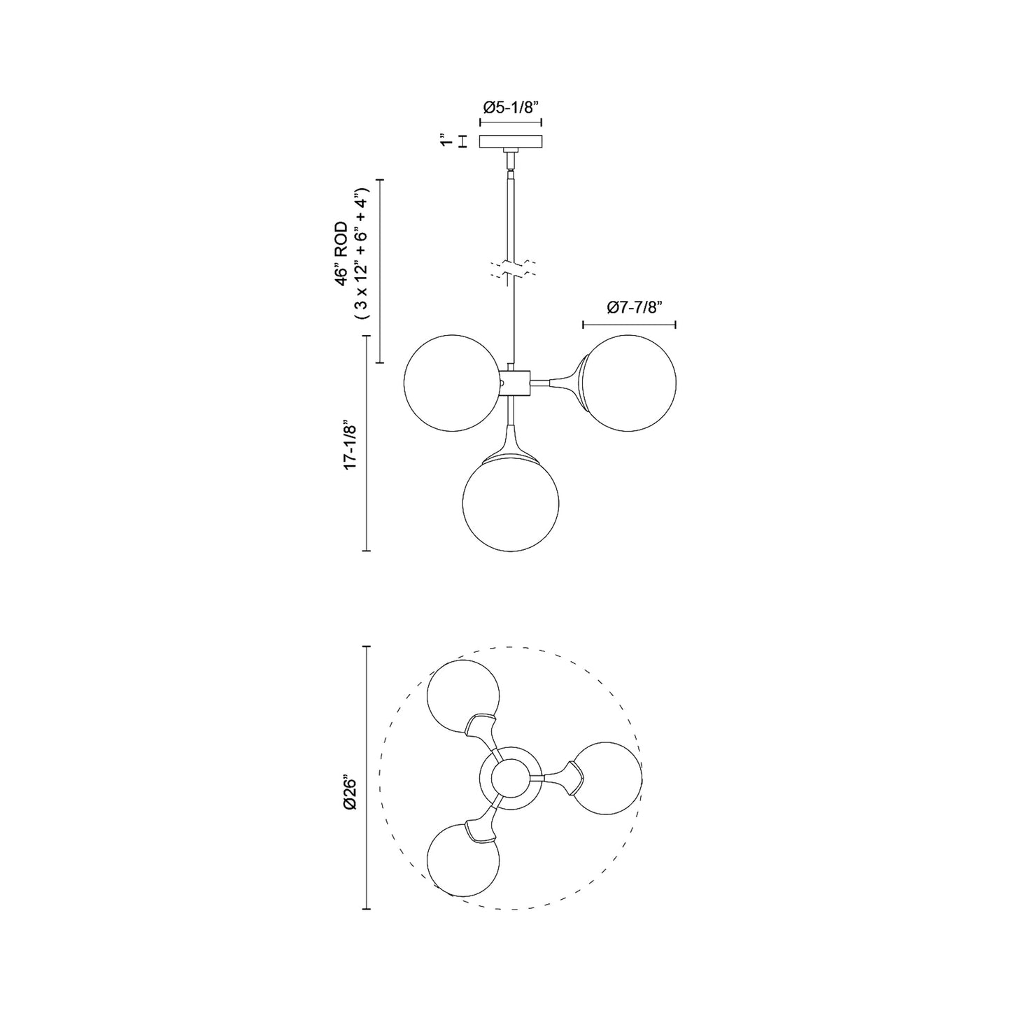 Nouveau Chandelier - line drawing.