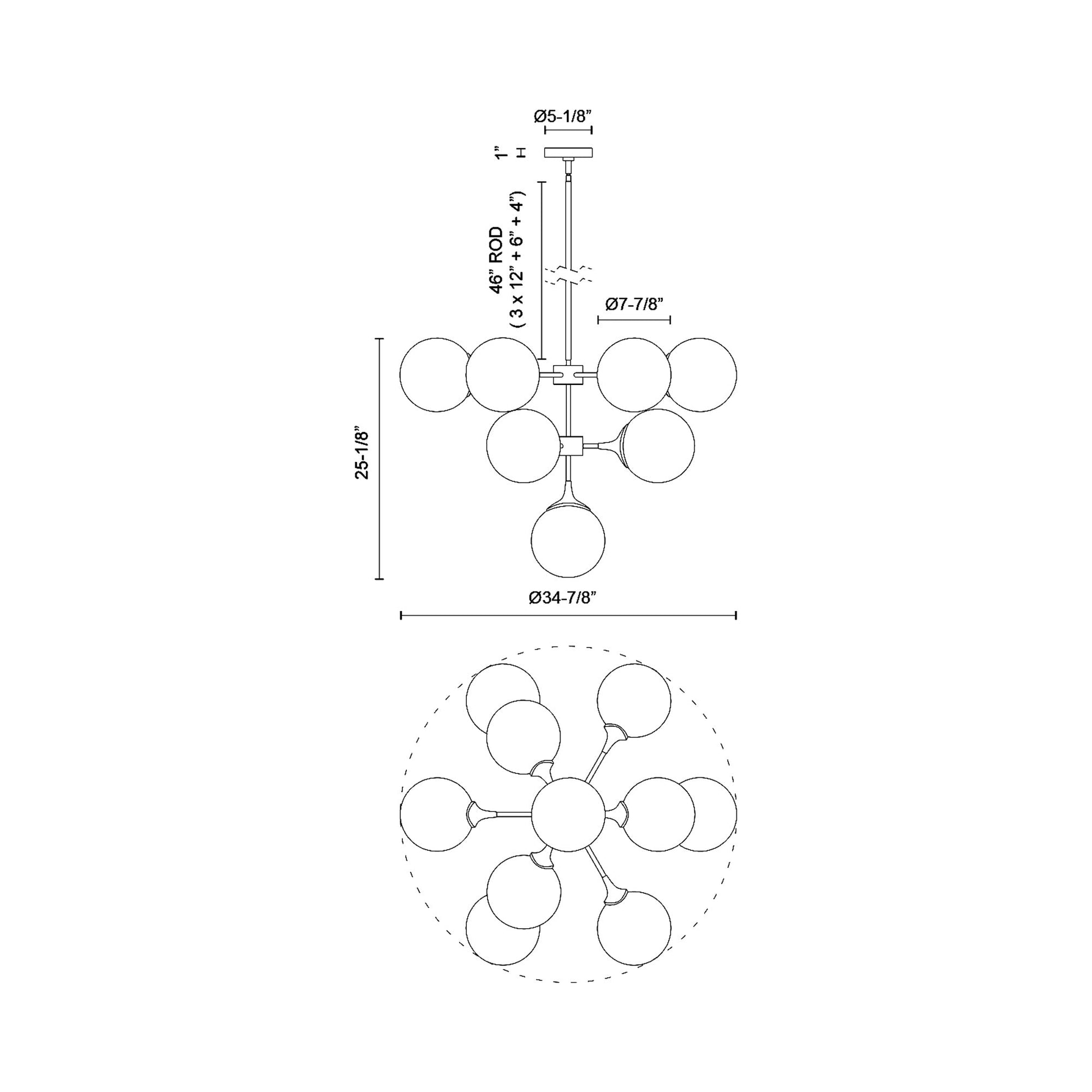 Nouveau Chandelier - line drawing.