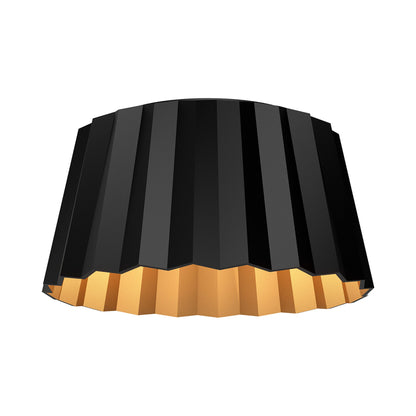 Plisse Flush Mount Ceiling Light in Matte Black.