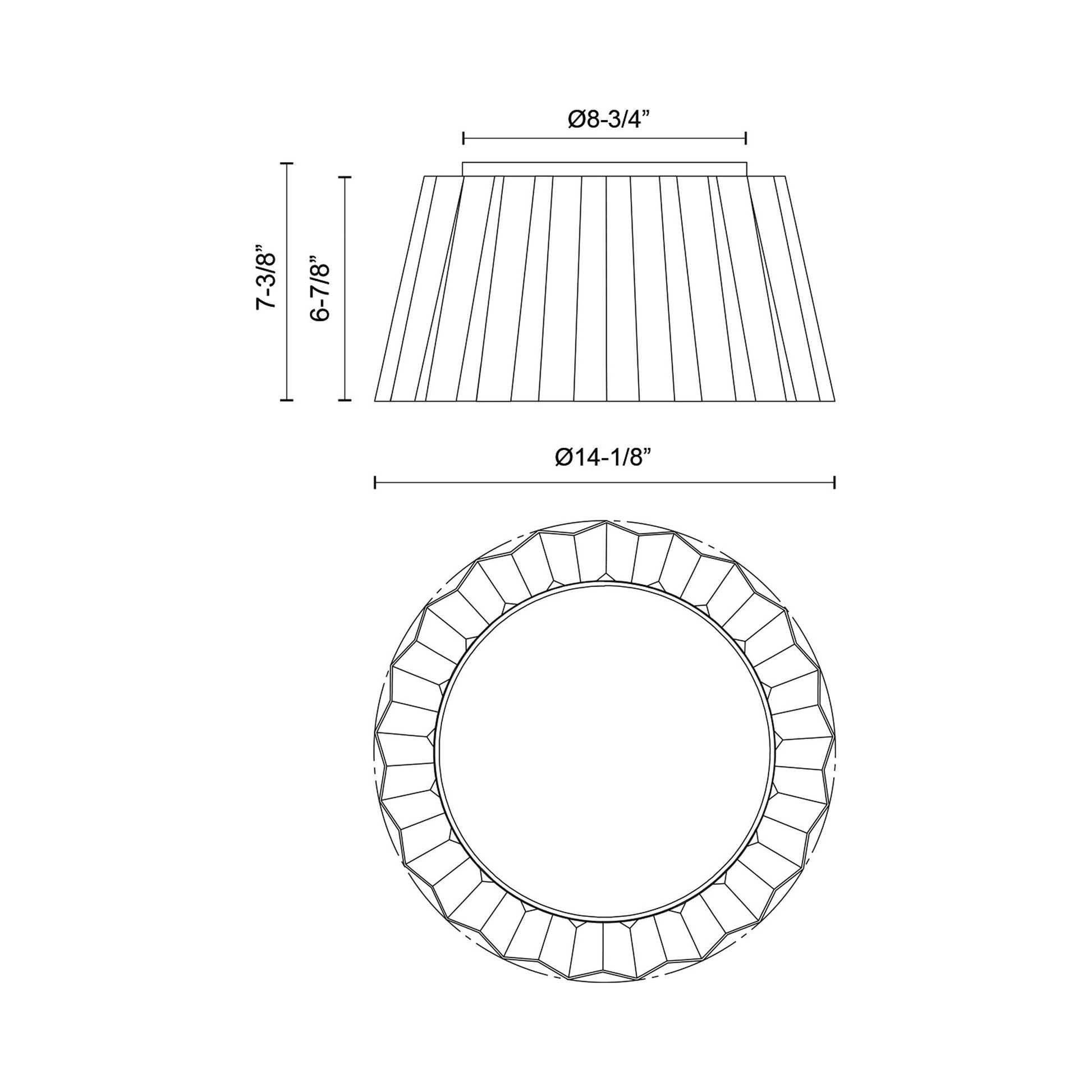 Plisse Flush Mount Ceiling Light - line drawing.