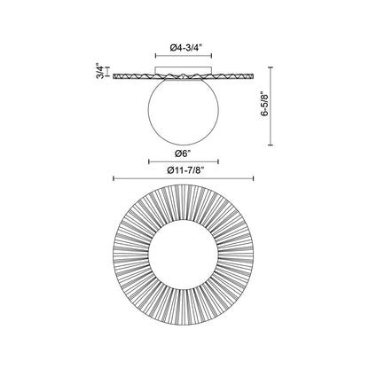 Plume Flush Mount Ceiling Light - line drawing.