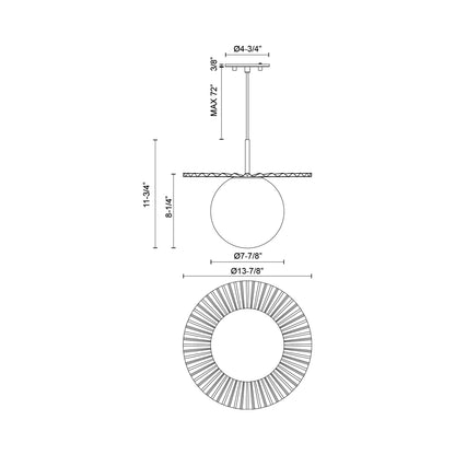 Plume Pendant Light - line drawing.