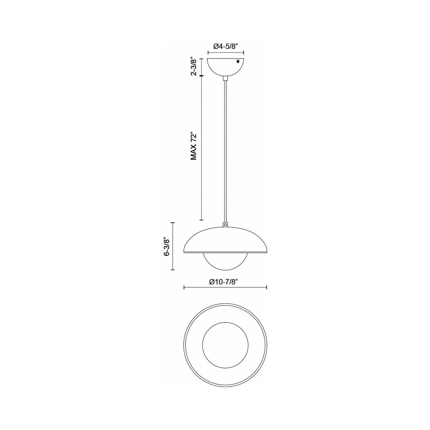 Rubio Pendant Light - line drawing.