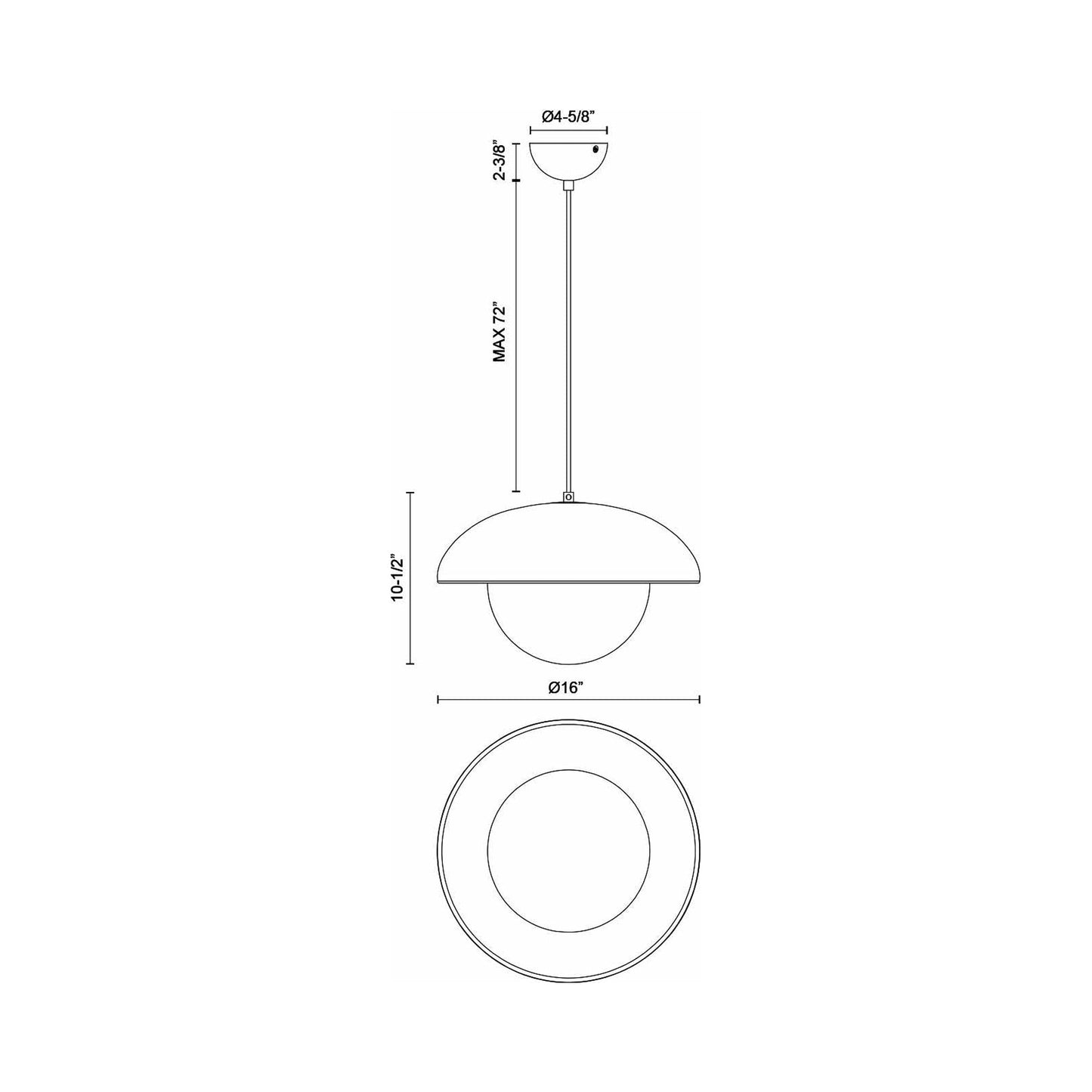 Rubio Pendant Light - line drawing.