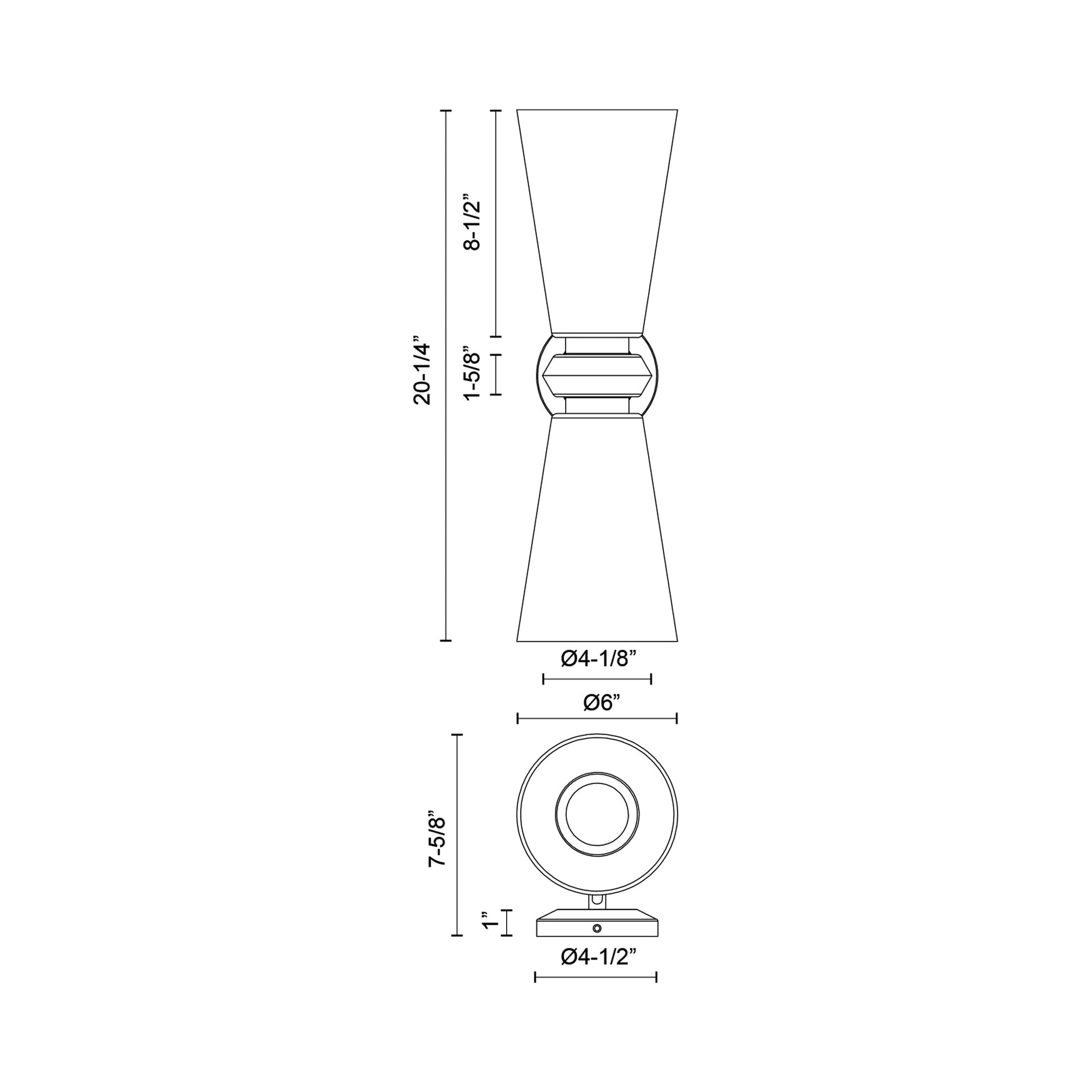 Salem Vanity Wall Light - line drawing.