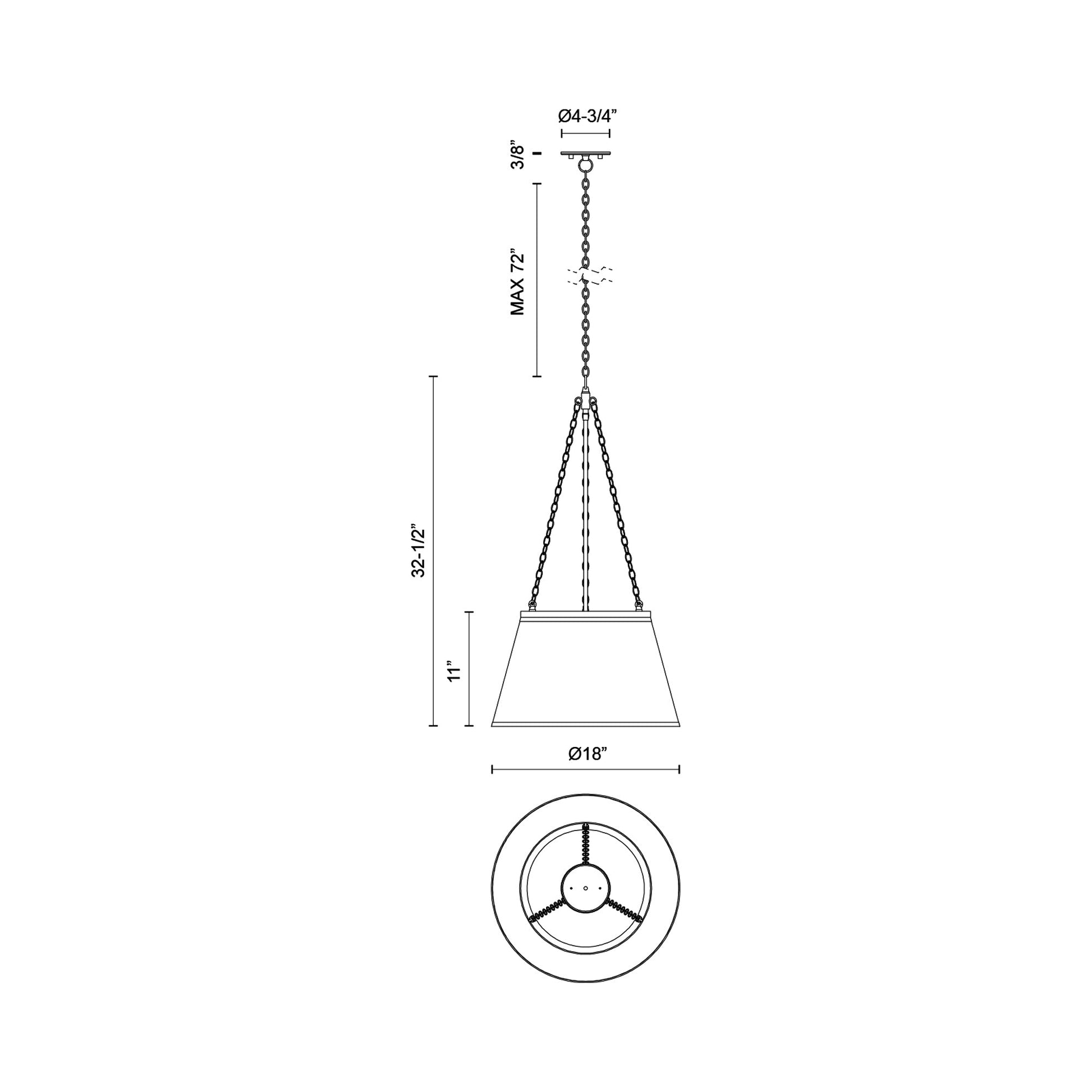 Speakeasy Pendant Light - line drawing.