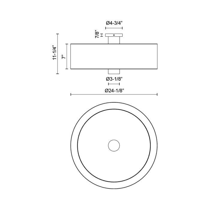 Theo Flush Mount Ceiling Light - line drawing.