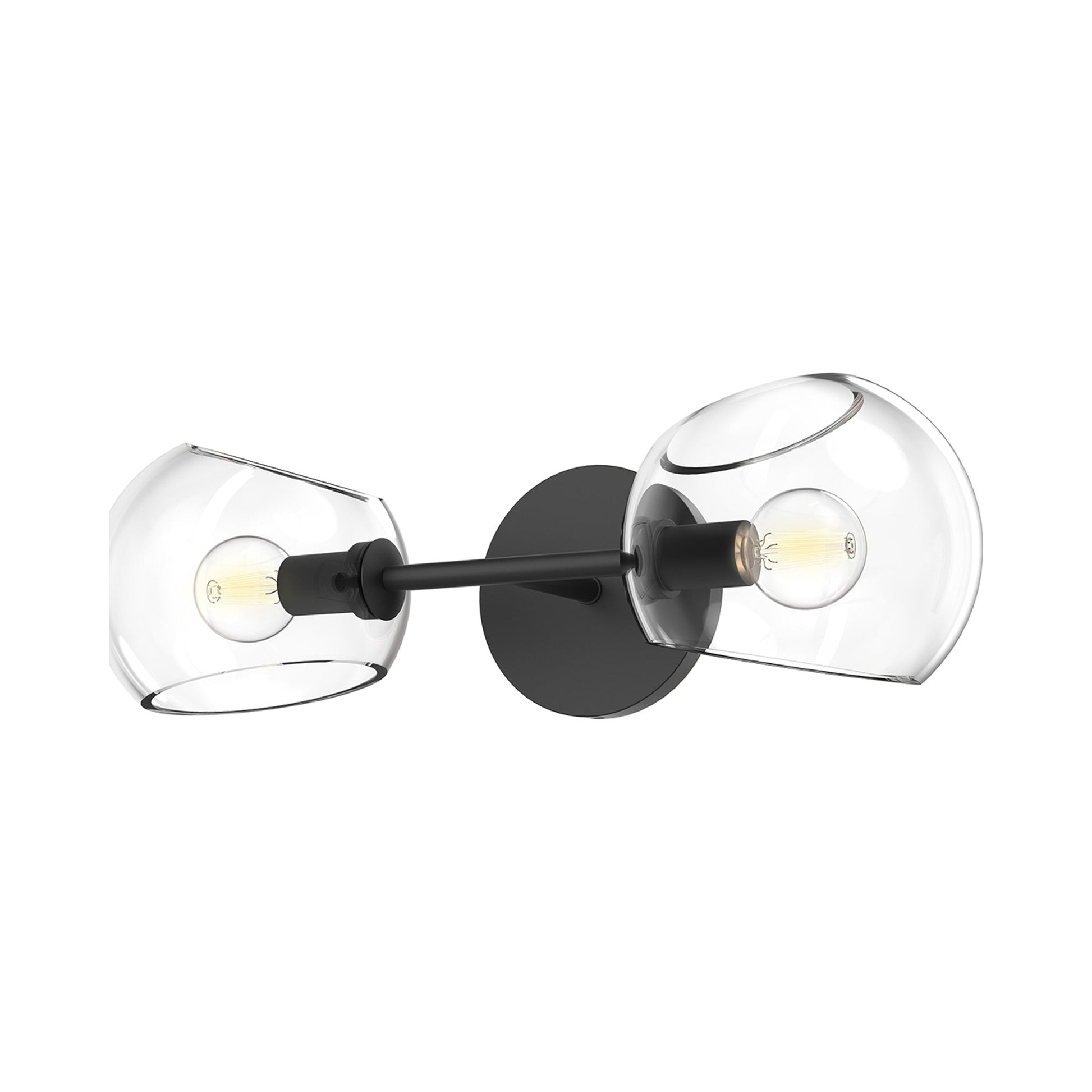 Willow Bath Vanity Light in Matte Black/Clear Glass.