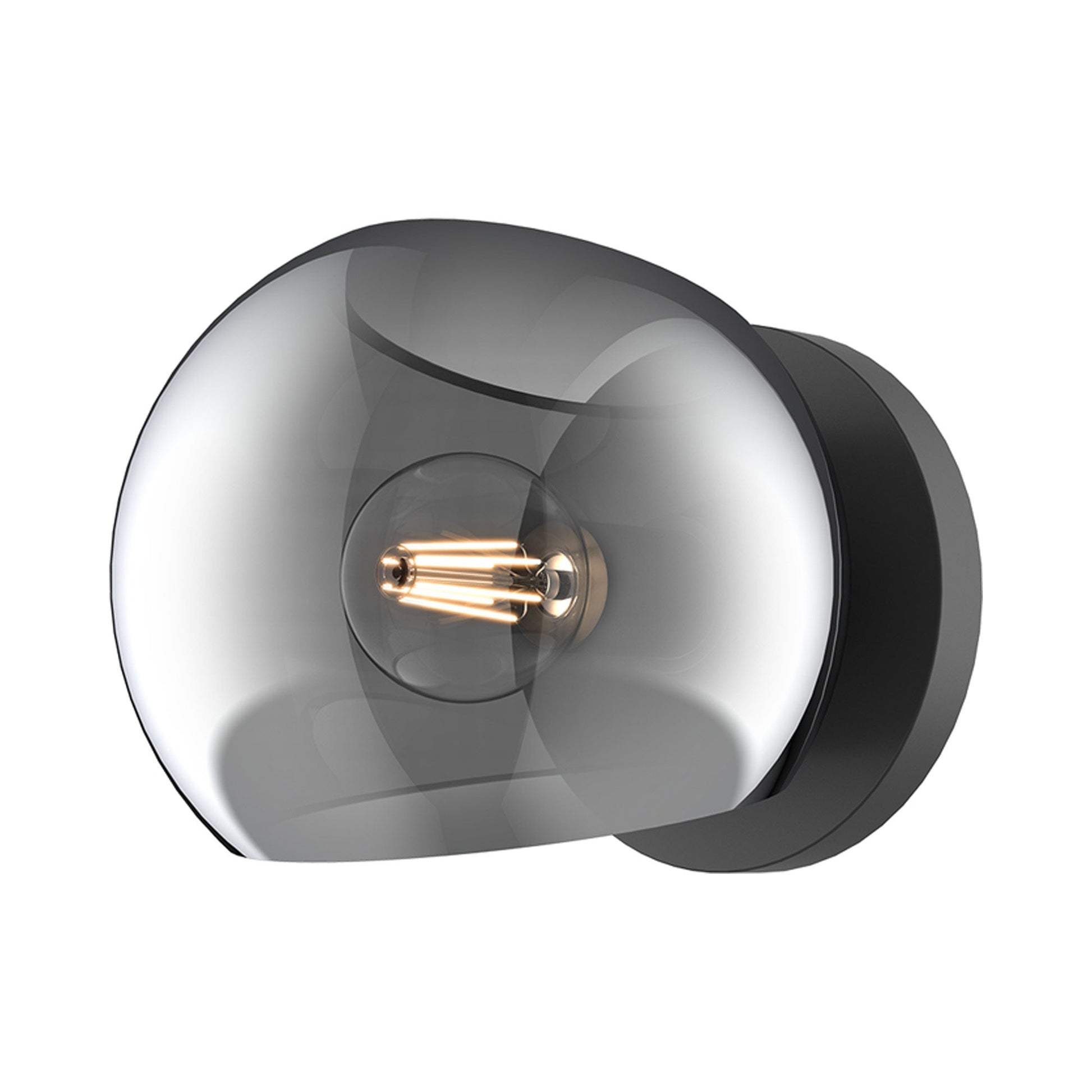 Willow Bath Wall Light in Matte Black/Smoked Solid Glass.