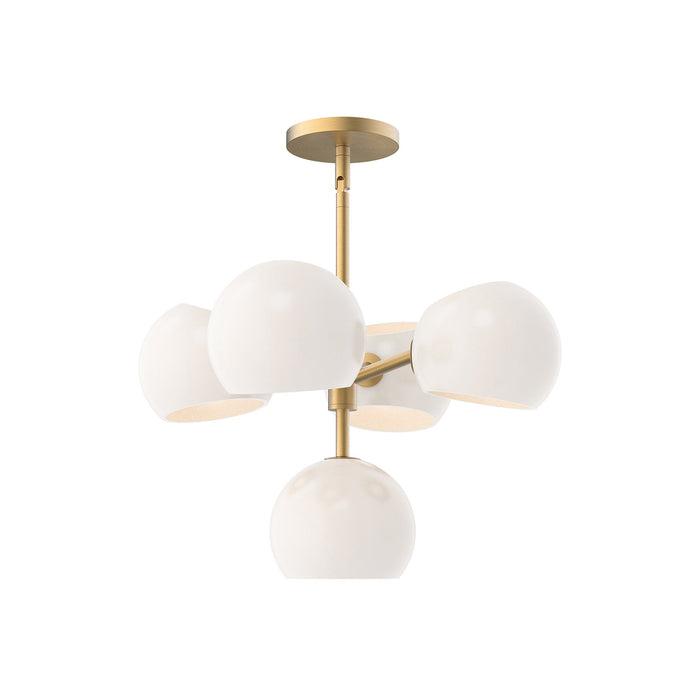 Willow Chandelier in Brushed Gold/Opal Matte Glass (5-Light).
