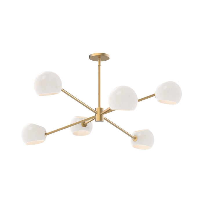 Willow Chandelier in Brushed Gold/Opal Matte Glass (6-Light).