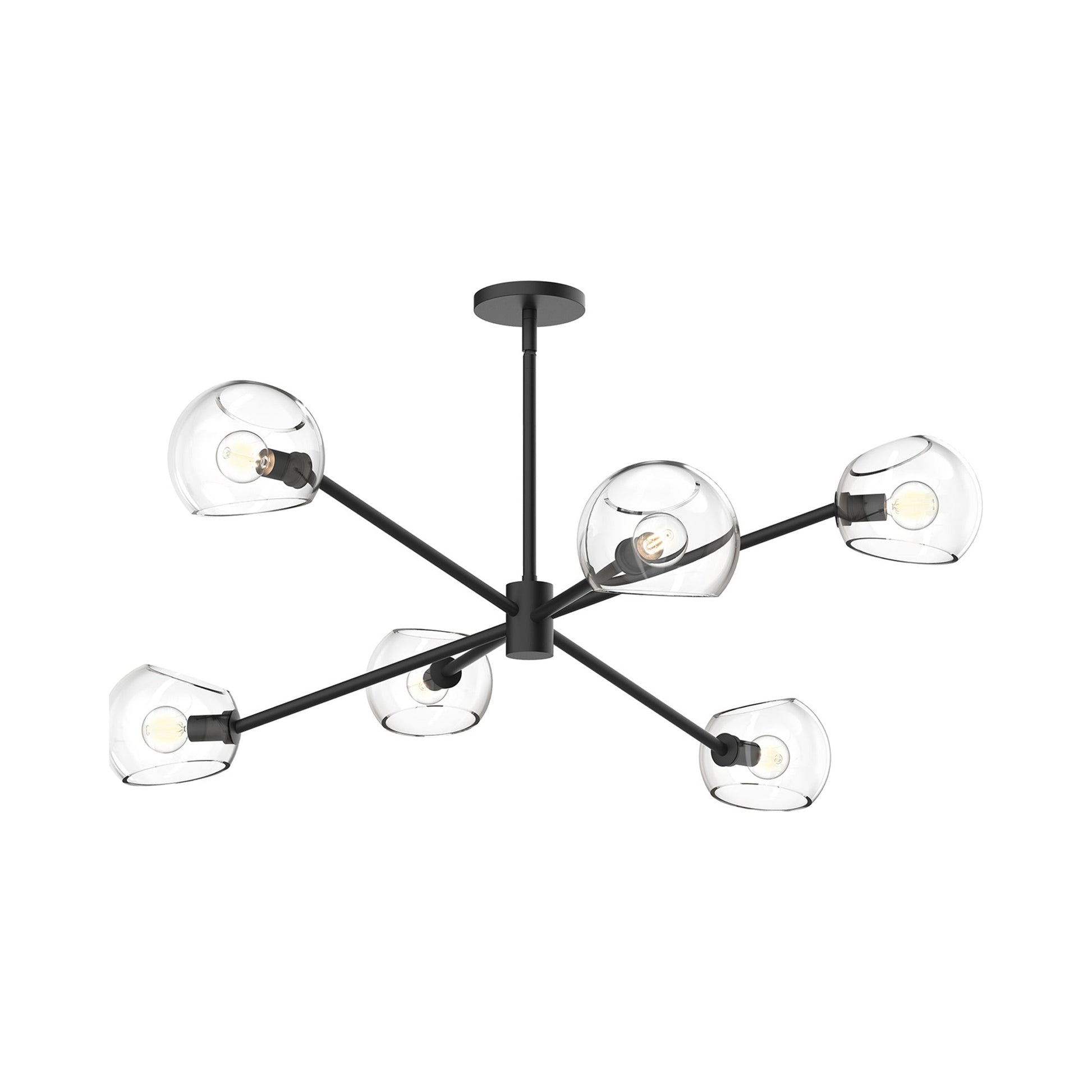 Willow Chandelier in Matte Black/Clear Glass (6-Light).
