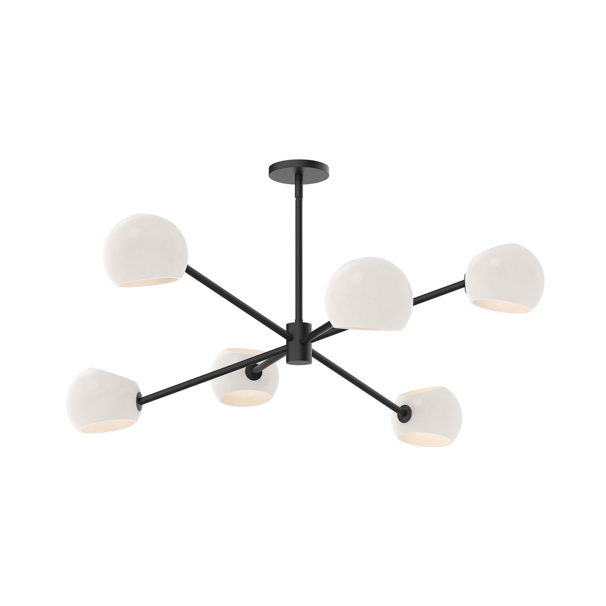 Willow Chandelier in Matte Black/Opal Matte Glass (6-Light).