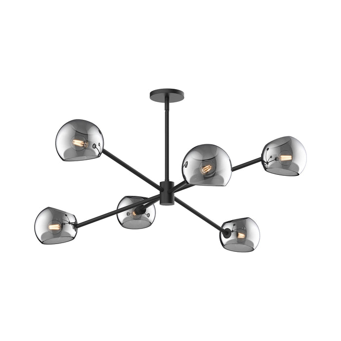 Willow Chandelier in Matte Black/Smoked Solid Glass (6-Light).