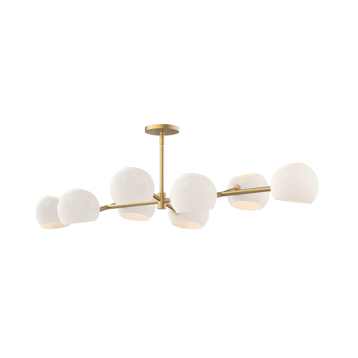 Willow Linear Pendant Light in Brushed Gold/Opal Matte Glass.
