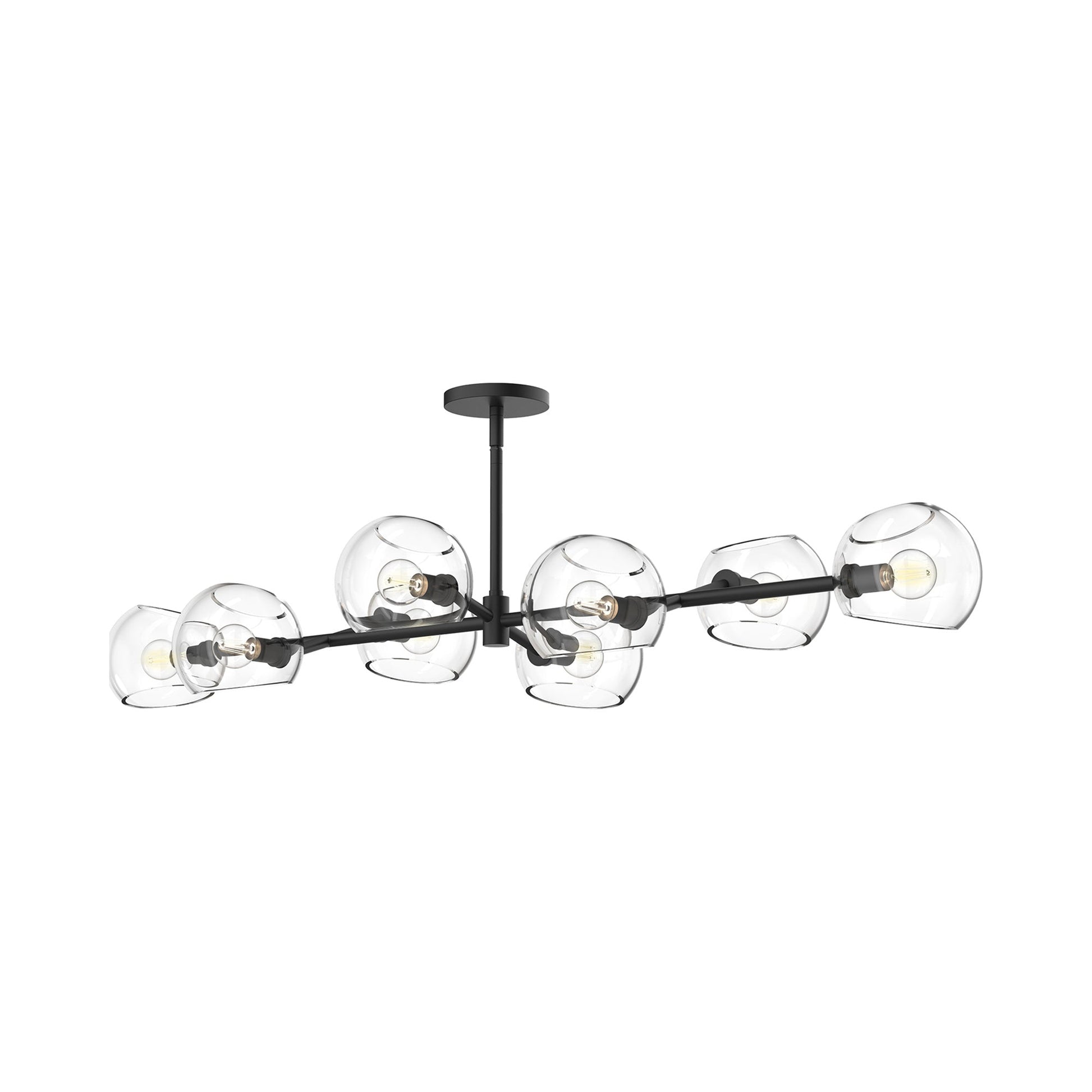 Willow Linear Pendant Light in Matte Black/Clear Glass.