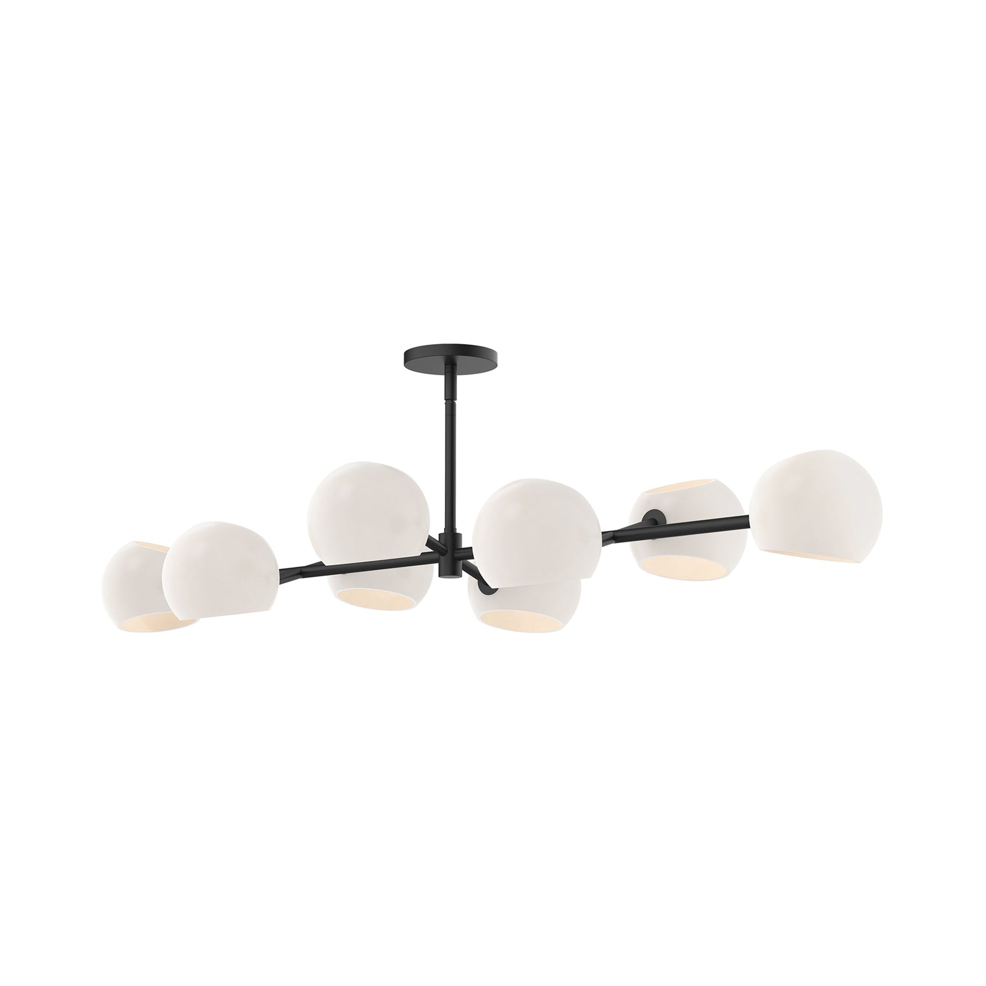 Willow Linear Pendant Light in Matte Black/Opal Matte Glass.