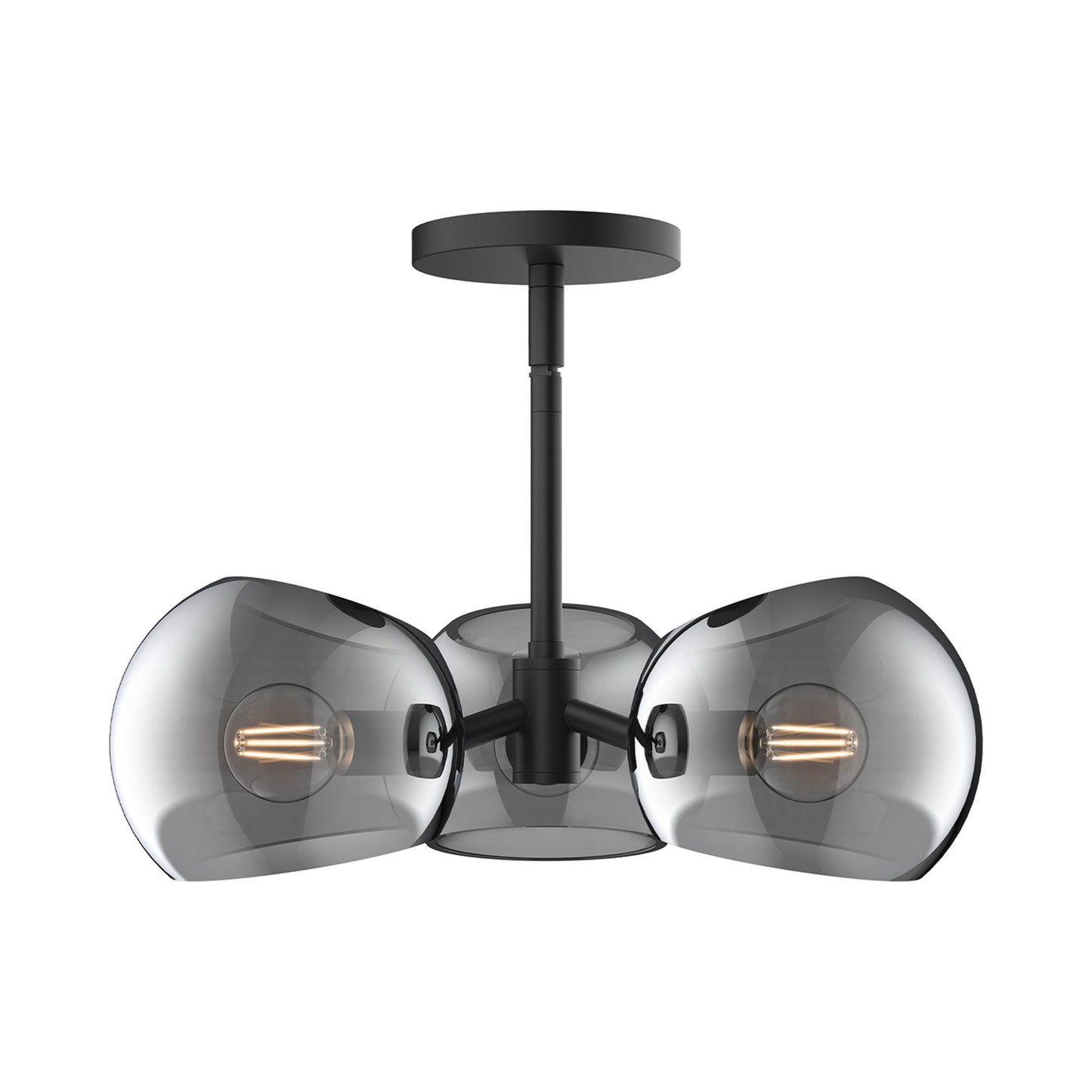 Willow Pendant Light in Matte Black/Smoked Solid Glass.