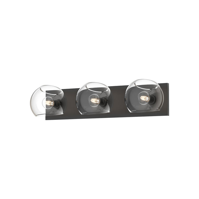 Willow Vanity Wall Light in Matte Black/Clear Glass (3-Light).