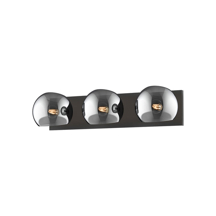 Willow Vanity Wall Light in Matte Black/Smoked Solid Glass (3-Light).