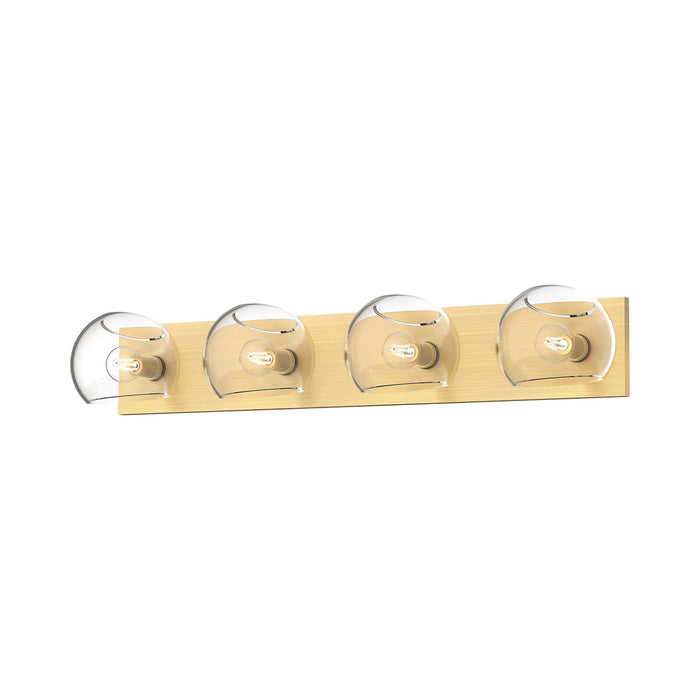 Willow Vanity Wall Light in Brushed Gold/Clear Glass (4-Light).