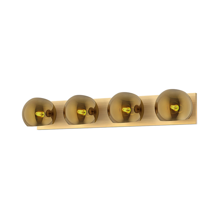 Willow Vanity Wall Light in Brushed Gold/Copper Glass (4-Light).