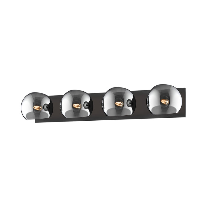 Willow Vanity Wall Light in Matte Black/Smoked Solid Glass (4-Light).