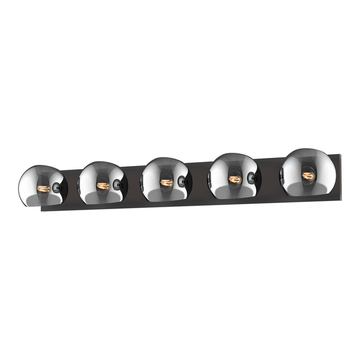 Willow Vanity Wall Light in Matte Black/Smoked Solid Glass (5-Light).