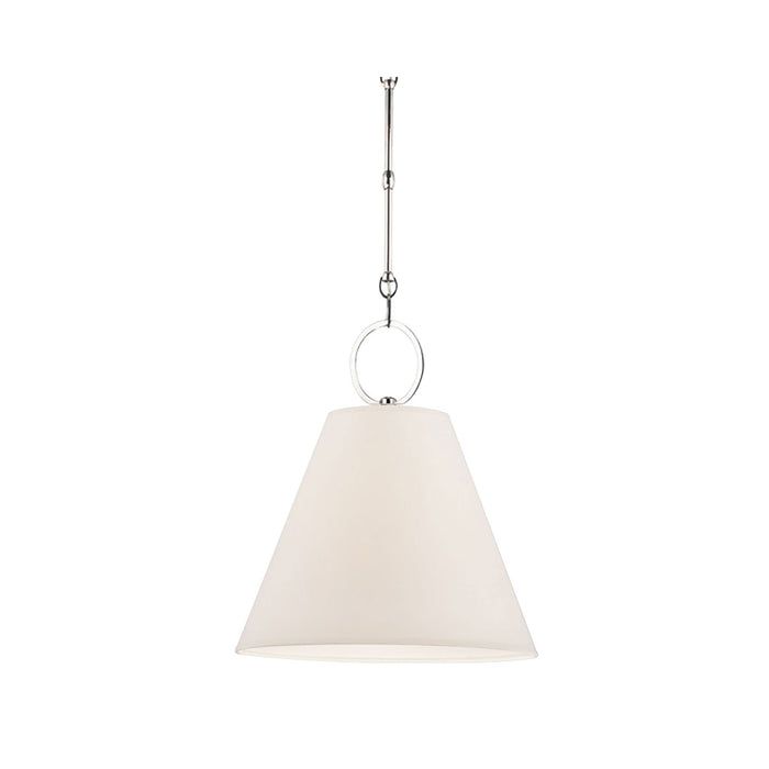 Altamont Pendant Light in Parchment/15-Inch/Polished Nickel.